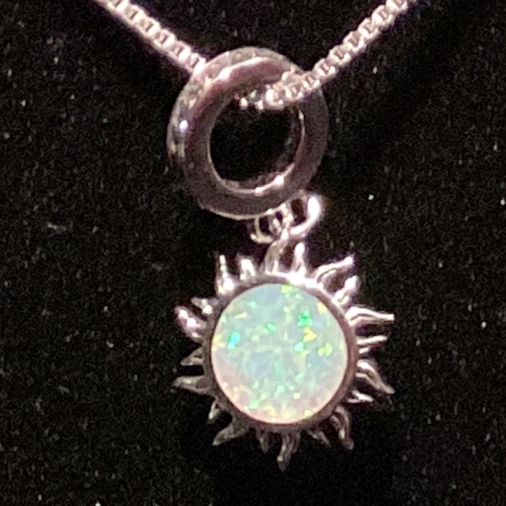 925 Silver sun charm with opal